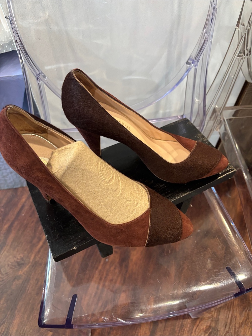 Loeffler Randall Two-Tone Brown Suede Pointed-Toe Pumps